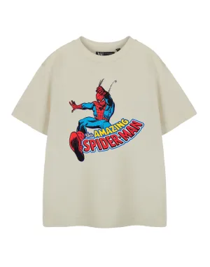 Marvel Web Slinger Boys Beige Short Sleeved T-Shirt