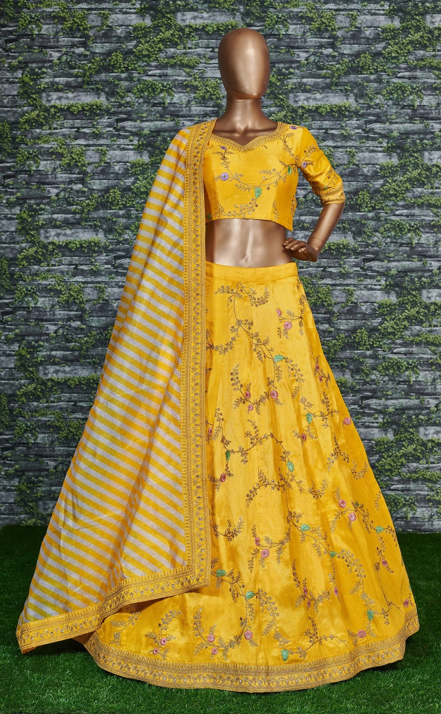 Marvelous Yellow Color Bridalwear Embroidered Lehenga Choli