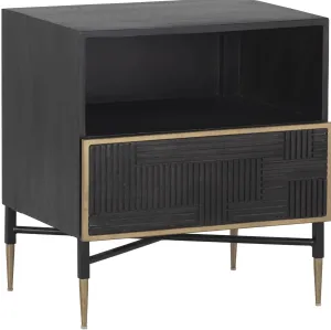 Marwood Nightstand, Brass/Dark Brown