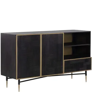 Marwood Sideboard, Brass/Dark Brown