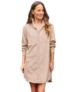 Mary Classic Shirtdress- Sand Tattered Denim