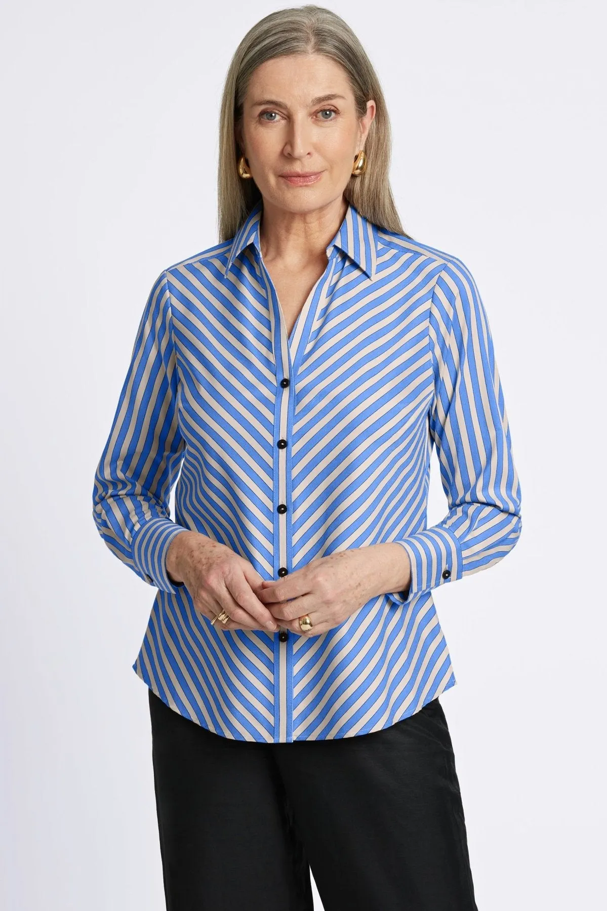 Mary Essential Stretch Striped No Iron Shirt