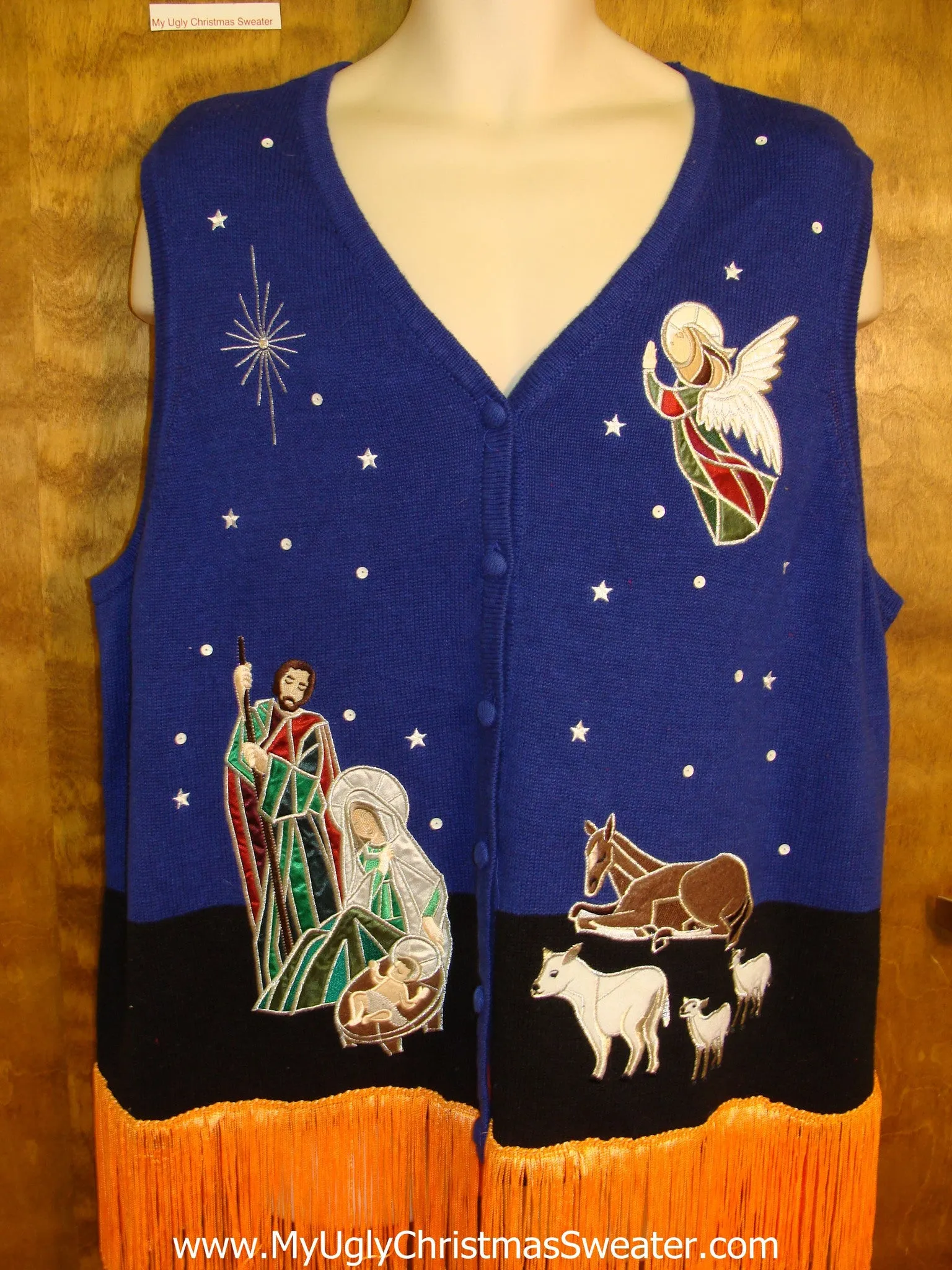 Mary, Jesus, and Wise Men Themed Ugly Christmas Sweater Vest