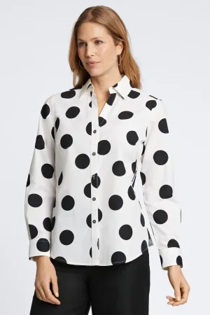 Mary No Iron Black & White Dot Shirt