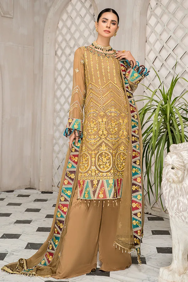 Maryam's Luxury Embroidered Collection (with Handmade Neck) – D-22 Fawn Aqua