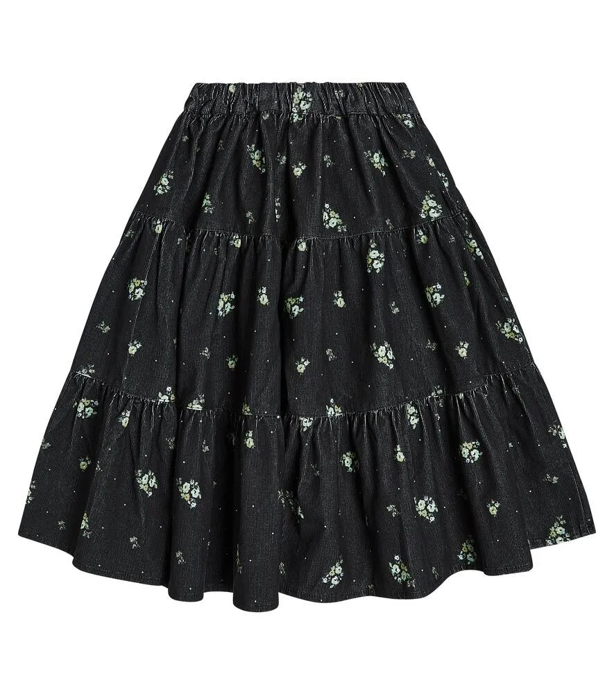 Maryjane skirt with floral print C'era una volta, black