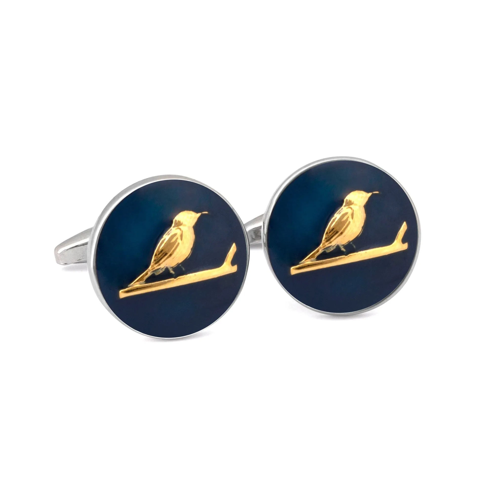 MarZthomson Botanic Series - Round Gold Sunbird Cufflinks