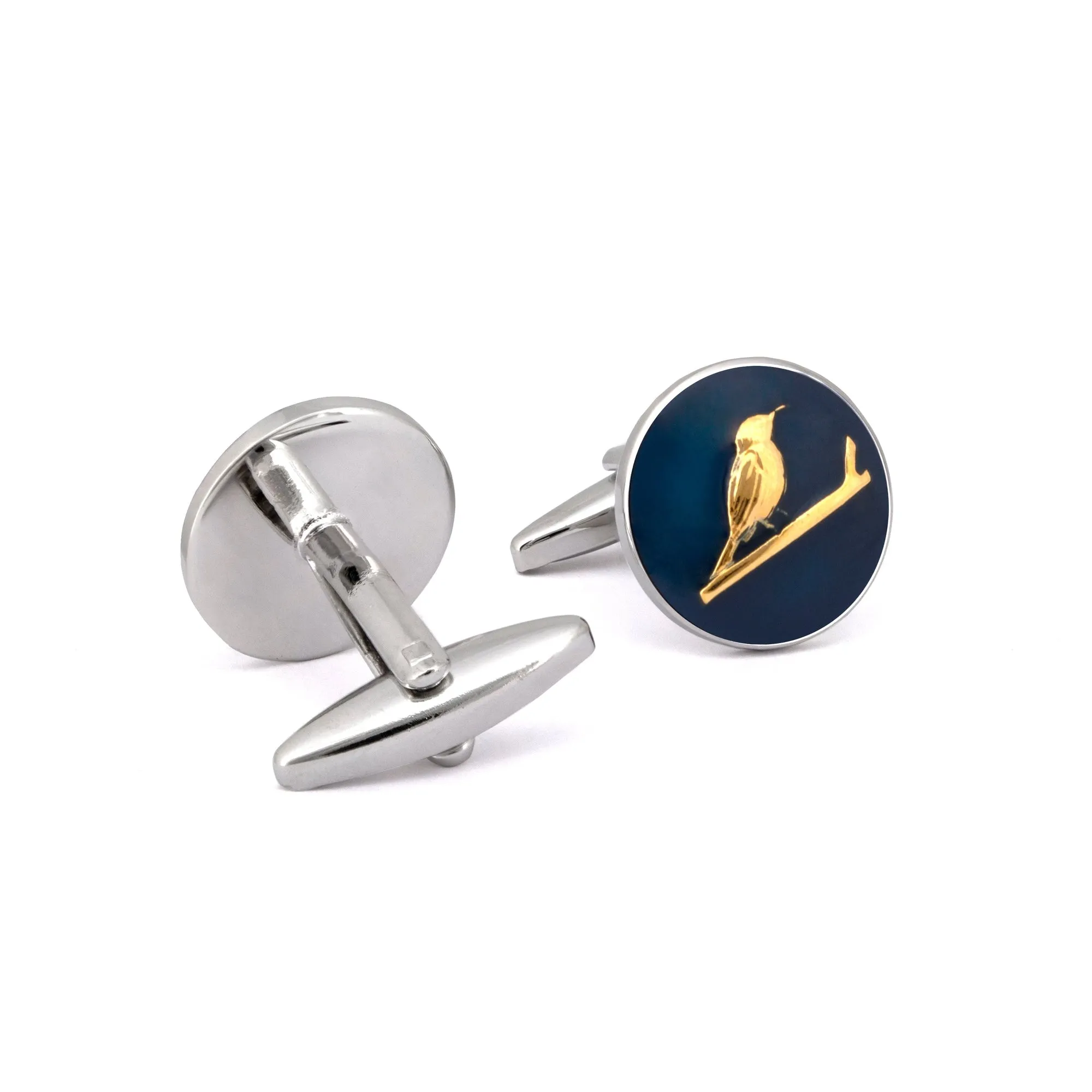 MarZthomson Botanic Series - Round Gold Sunbird Cufflinks