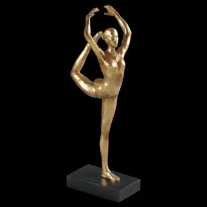 MASCAGNI CASA Figura Donna Ballerina Resina Color Oro 30cm 20BO1824