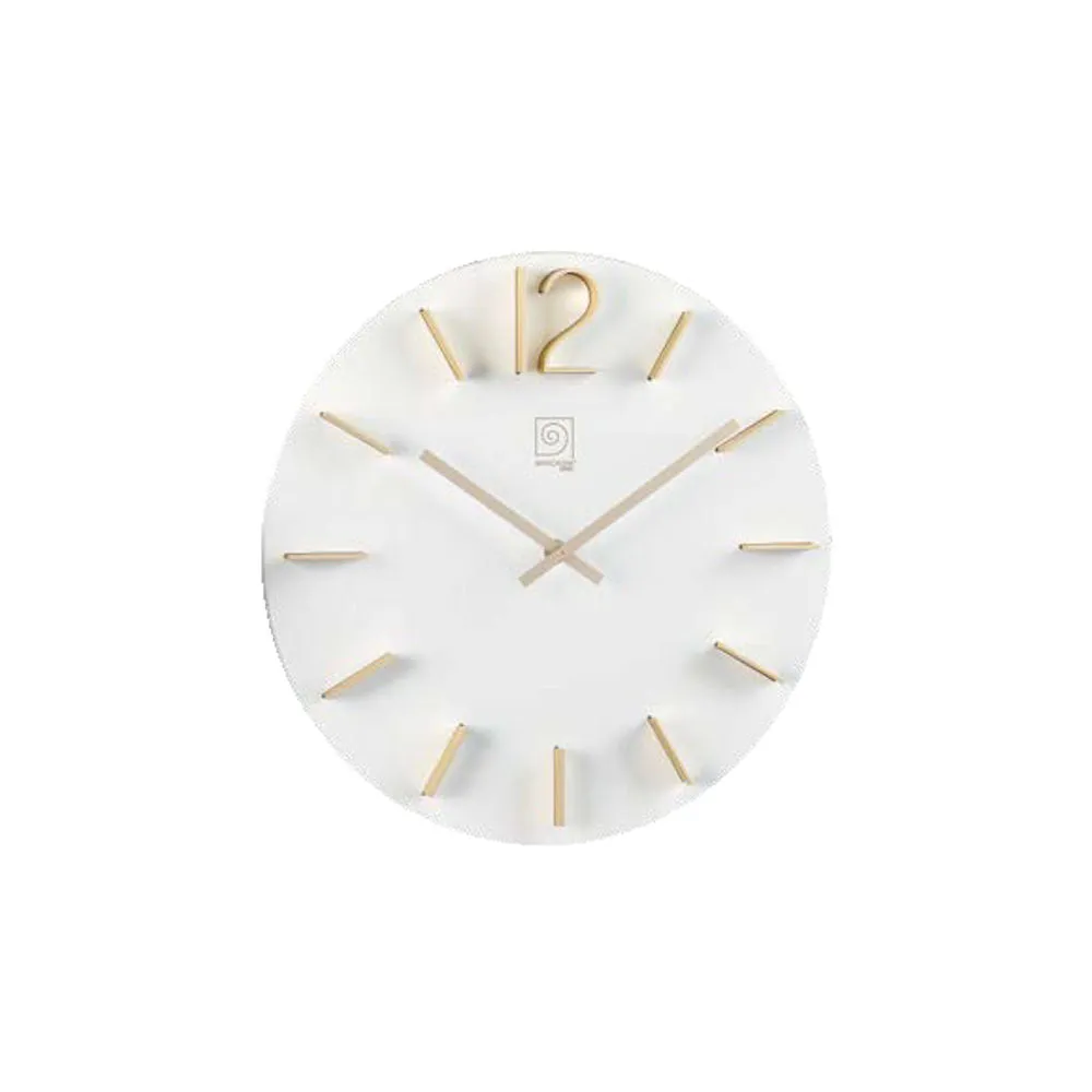 Mascagni Orologio Da Parete 35cm Moderno In Legno Bianco e Lancette Oro Pink Gold