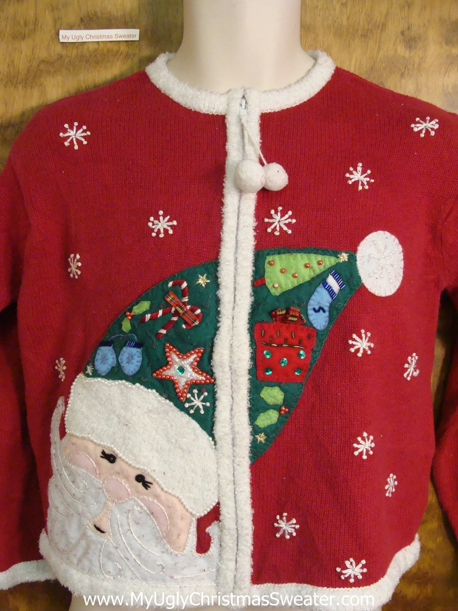 Massive Santa Head Horrible Ugliest Christmas Sweater