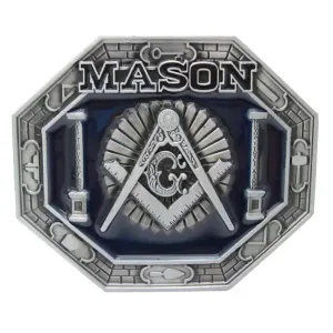 Master Mason Blue Lodge Belt Buckle - Square & Compass Lodge Mason Buckle