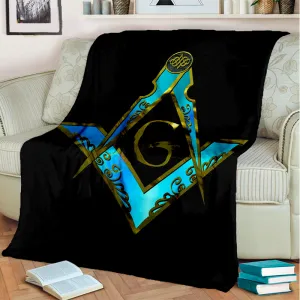 Master Mason Blue Lodge Blanket - Printed Black & Blue