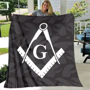 Master Mason Blue Lodge Blanket - White Square and Compass G