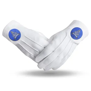 Master Mason Blue Lodge Gloves - Pure Cotton With Blue Round Patch