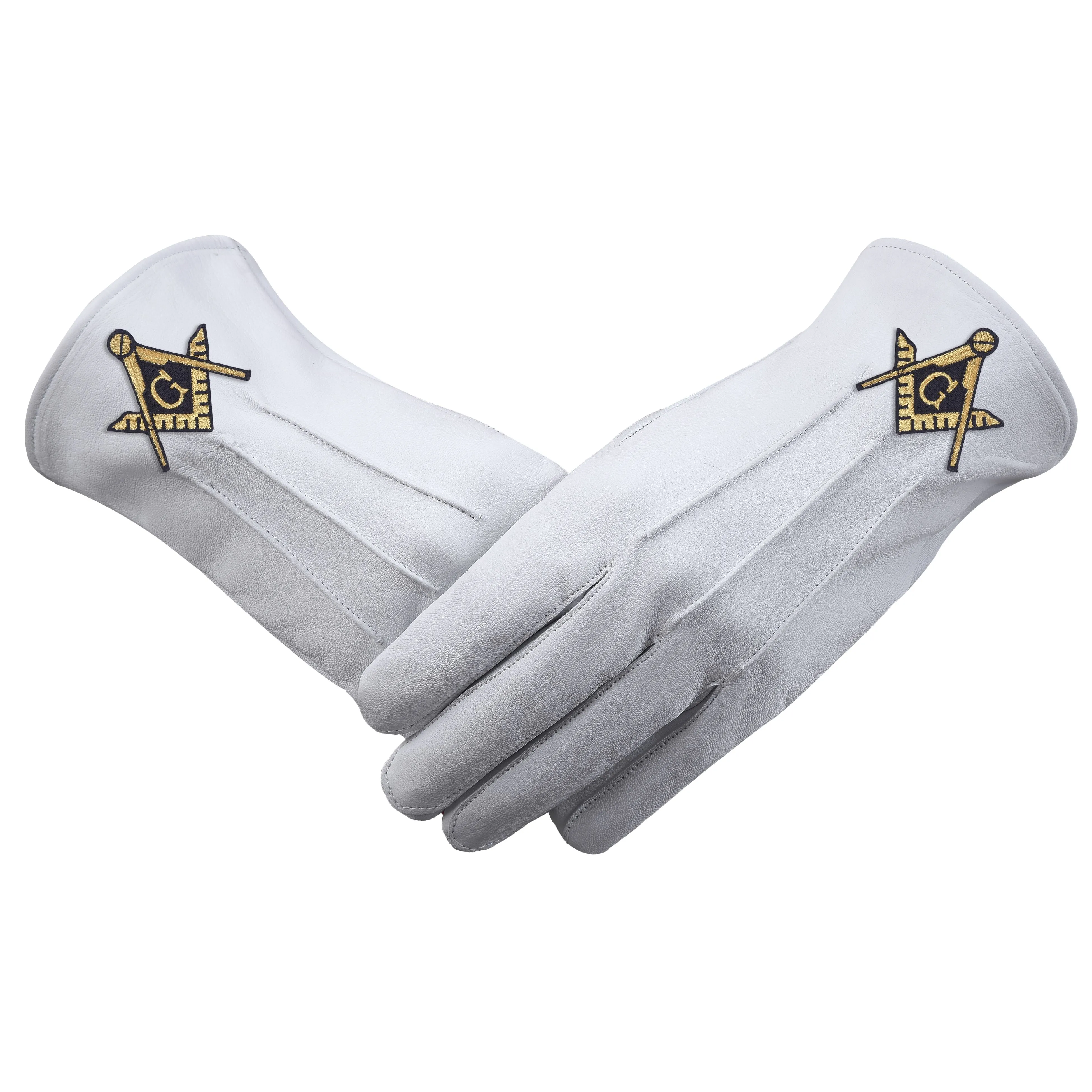 Master Mason Blue Lodge Gloves - Pure White Leather