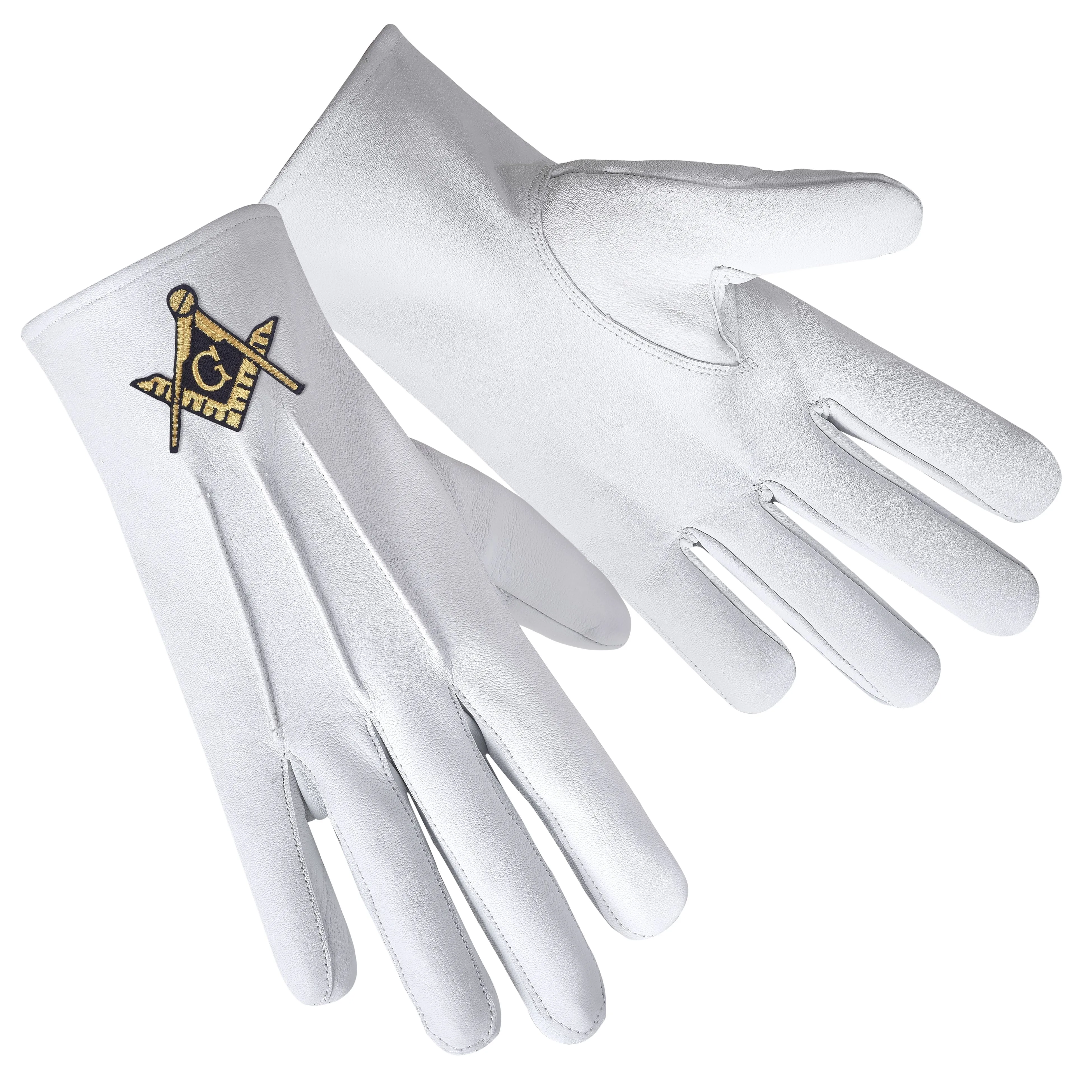 Master Mason Blue Lodge Gloves - Pure White Leather