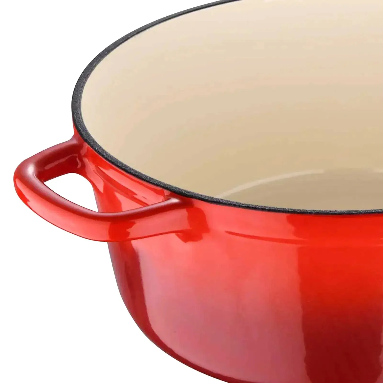 MasterPro Cast Iron Casserole Pot With Lid Red Enamel Oven Dish