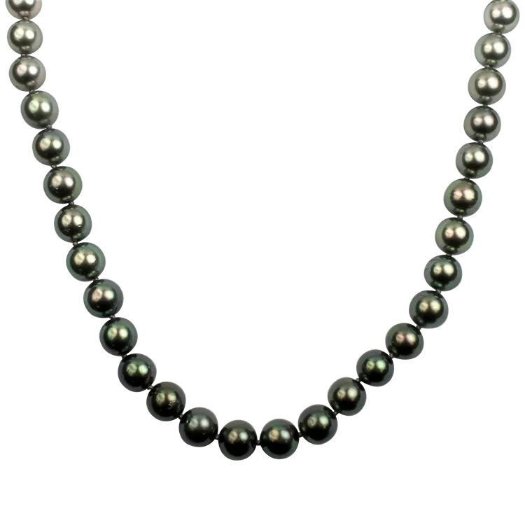 Mastoloni 18k White Gold Black Tahitian Pearl Strand Necklace 18"