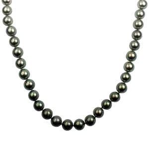 Mastoloni 18k White Gold Black Tahitian Pearl Strand Necklace 18"