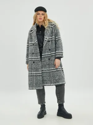 Mat Double Breasted Plaid Coat