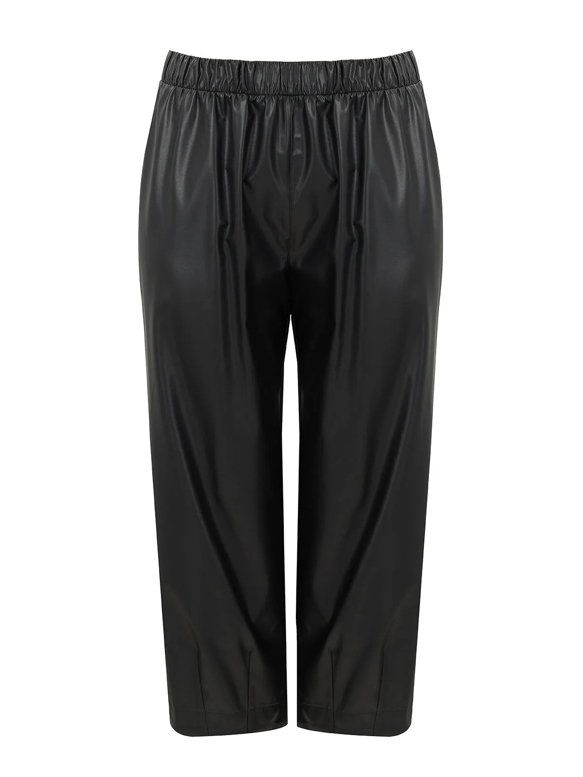 Mat Leather Look Trousers in Black