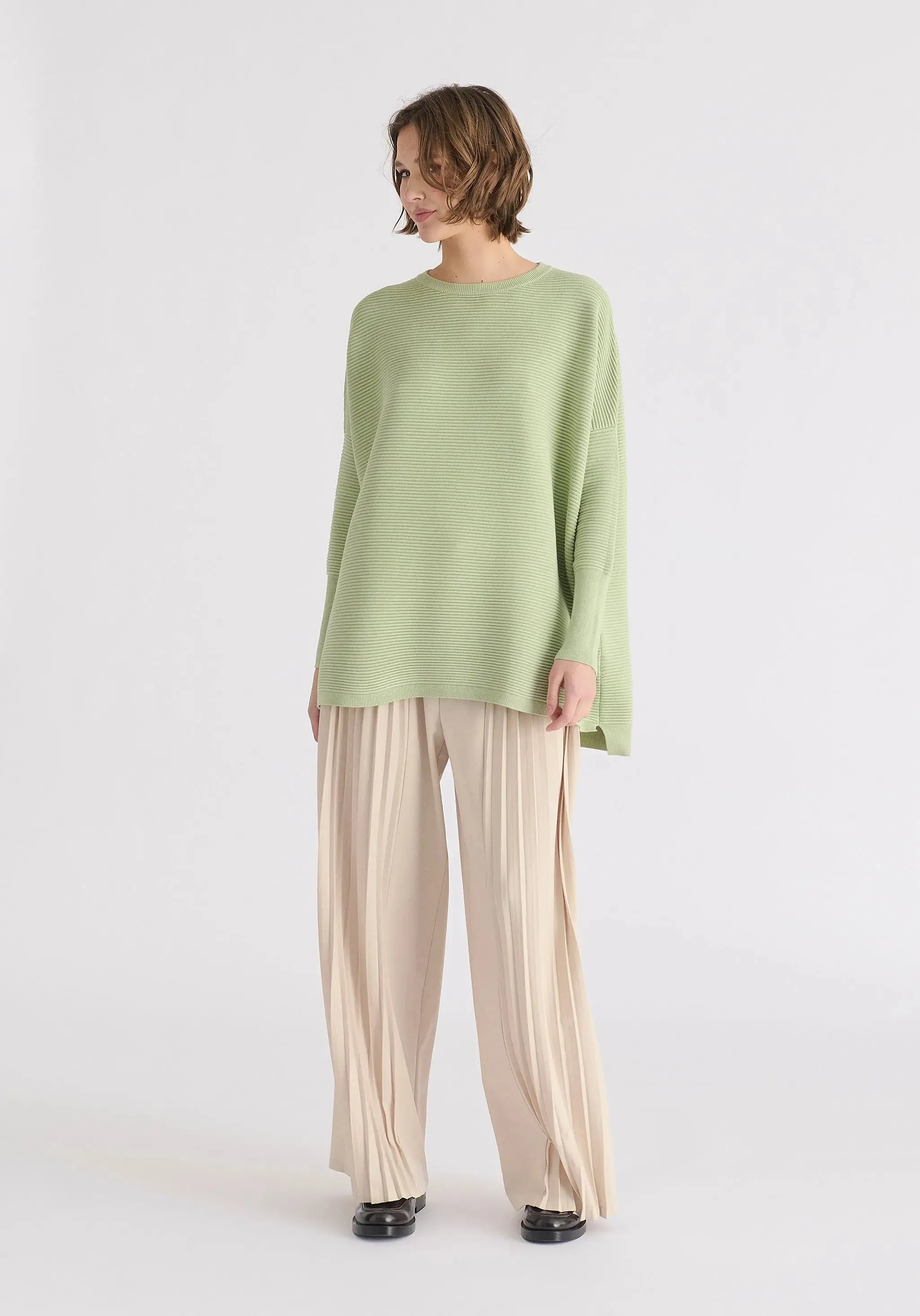 Matcha Green Paisie Ribbed Jumper