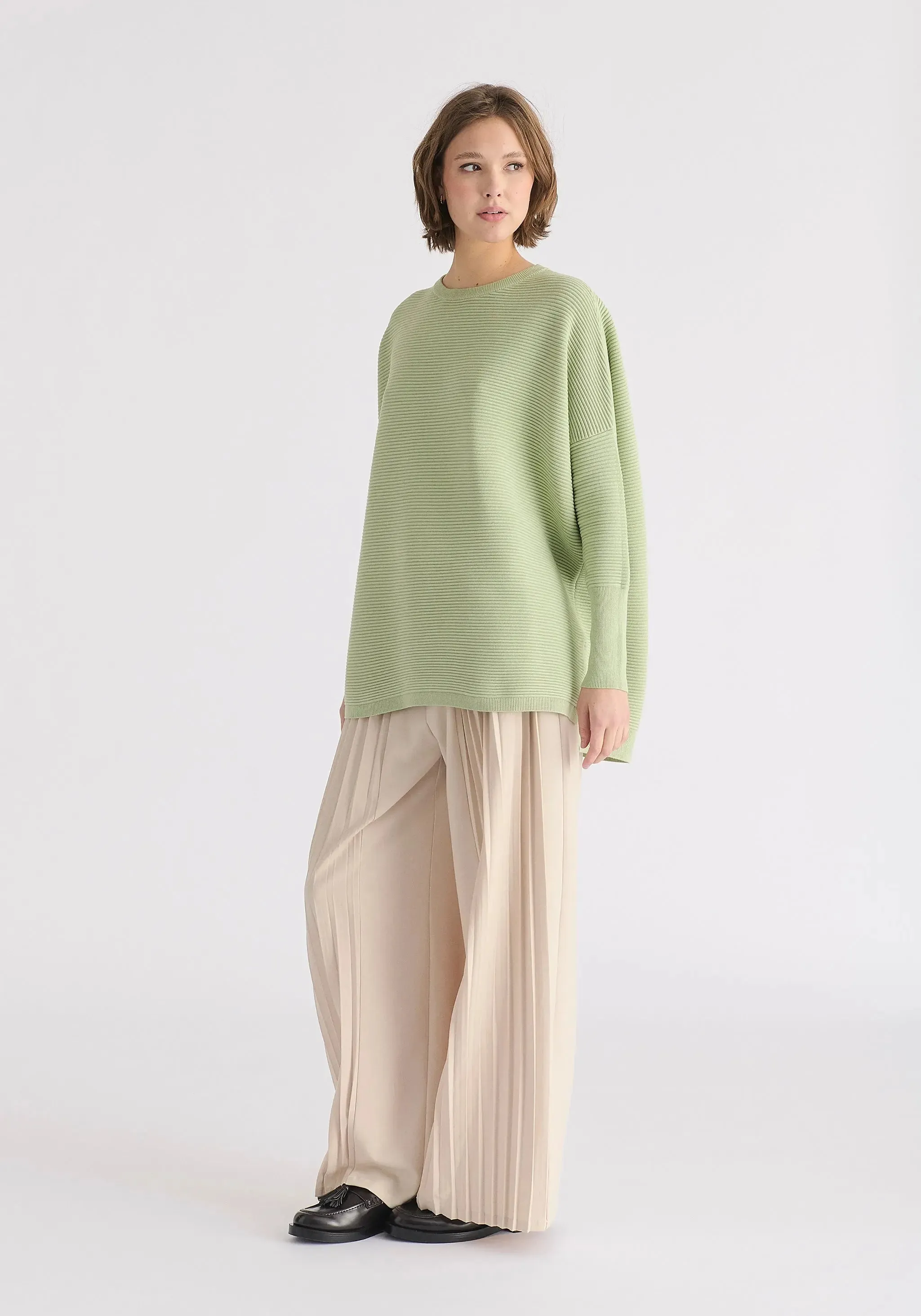 Matcha Green Paisie Ribbed Jumper