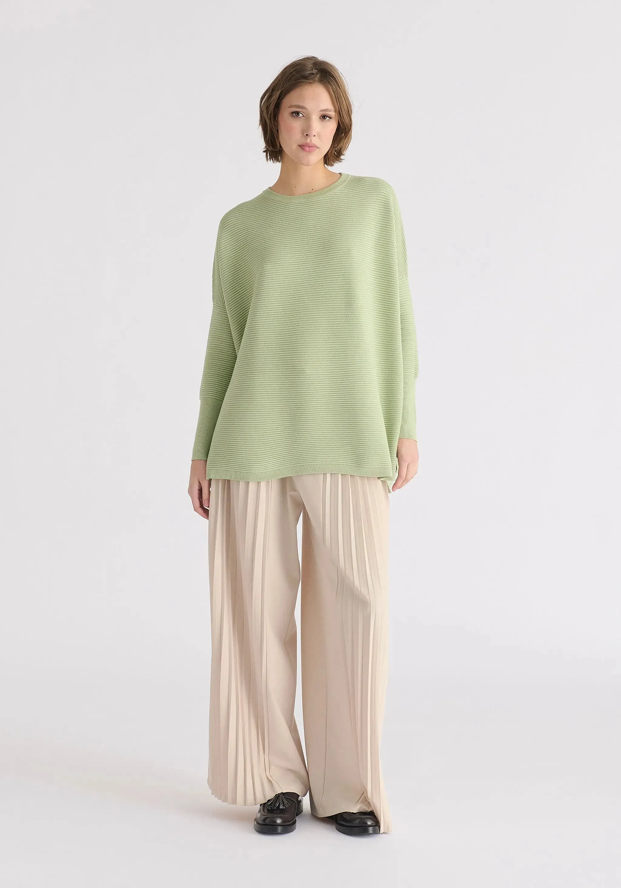 Matcha Green Paisie Ribbed Jumper