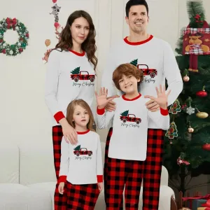 Matching Family Pajamas Sets Merry Christmas Top and Plaid Pants