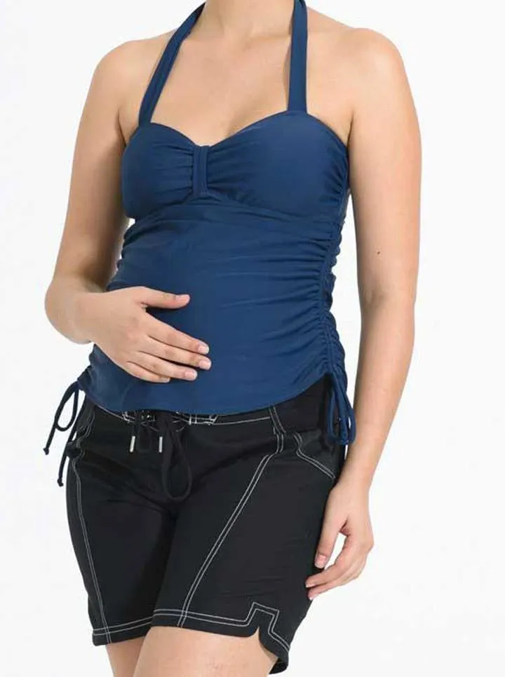 Maternity Board Short in Black with contrast stitches