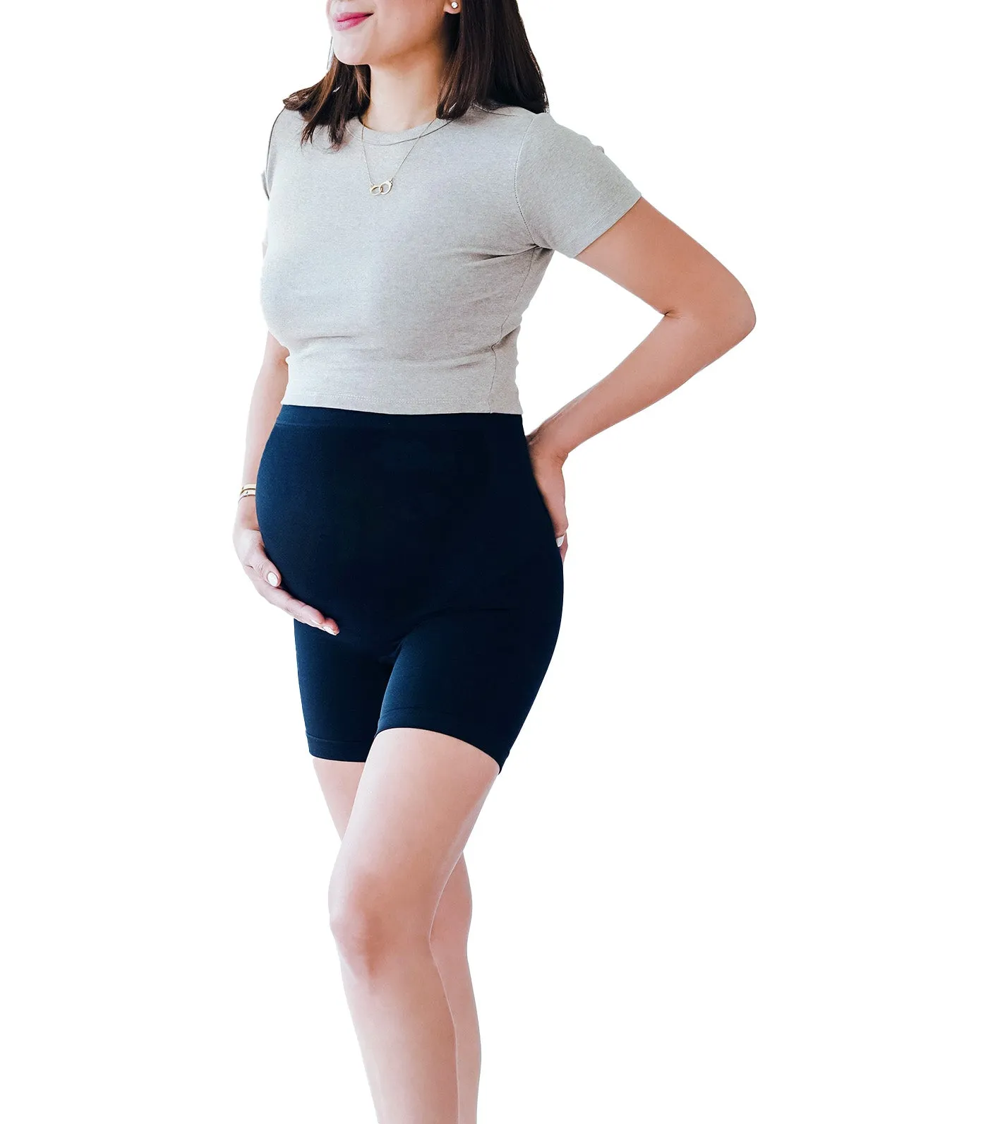 Maternity Lift and Support Biker Shorts - Black