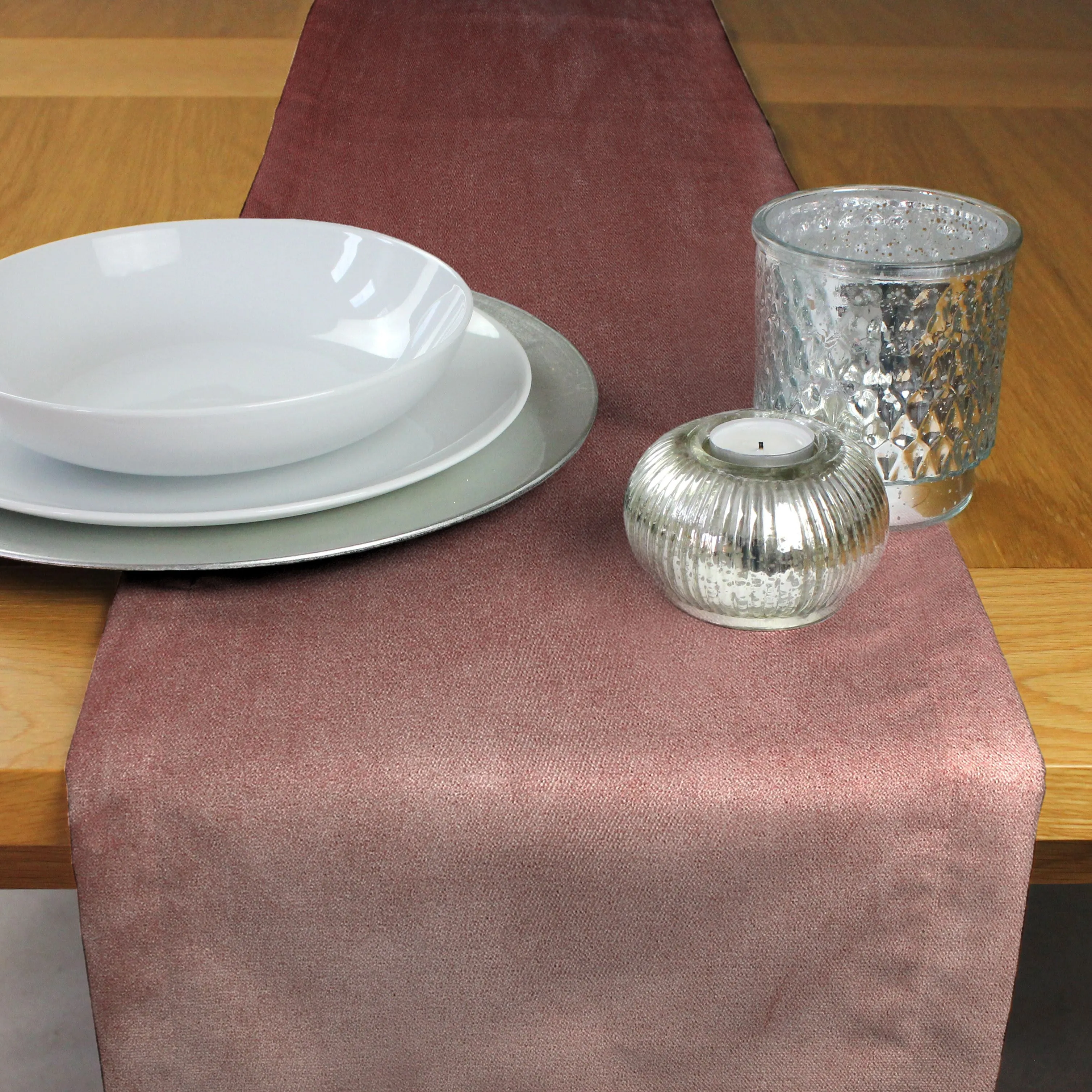 Matt Blush Pink Velvet Table Runner