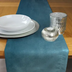 Matt Duck Egg Blue Velvet Table Runner