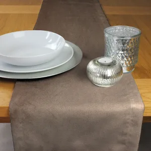 Matt Mocha Brown Velvet Table Runner