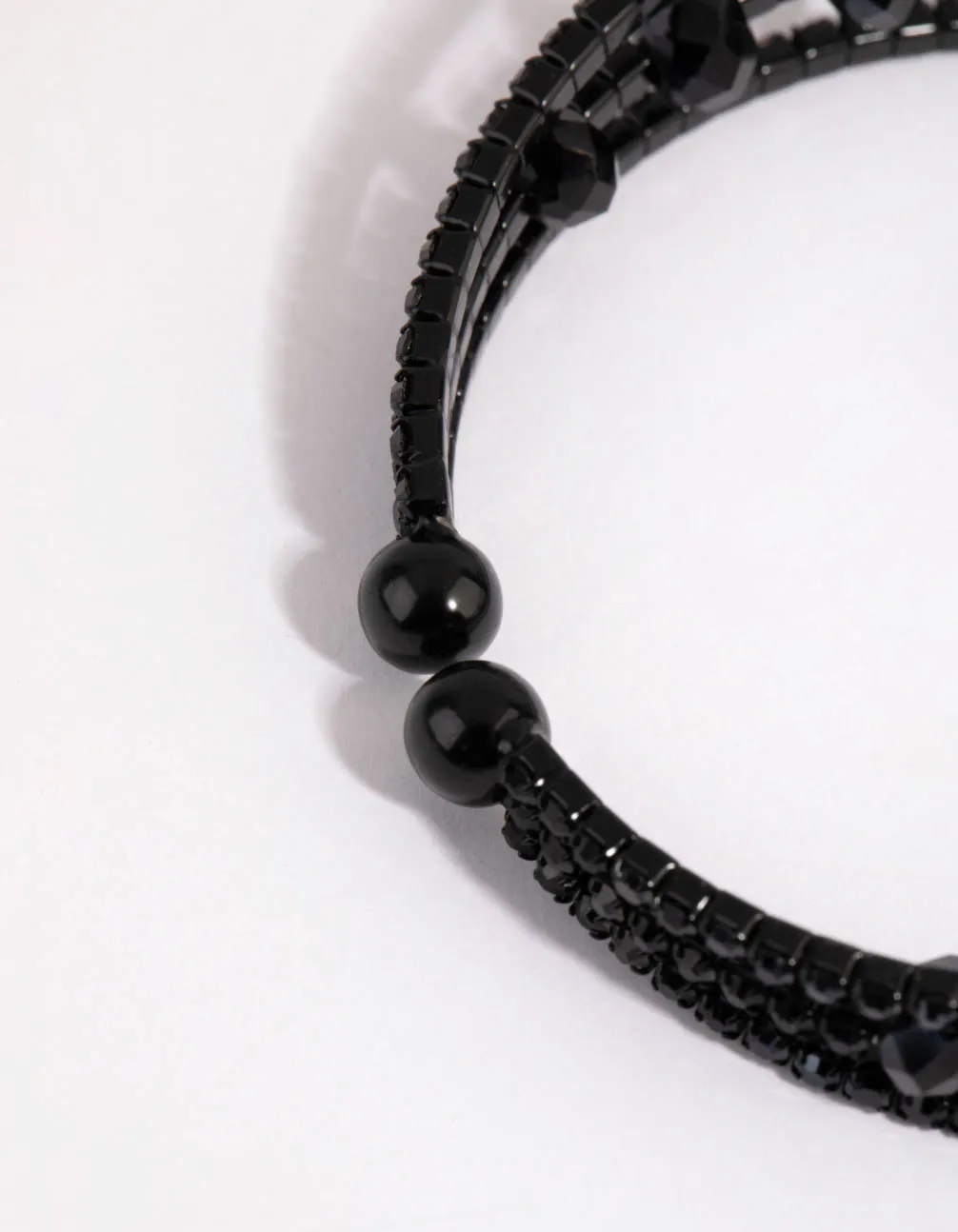 Matte Black Diamante Cup Chain Cuff Bracelet