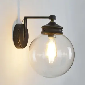 Matte Black Industrial Global Sconce Light Fixture with Glass and Metal Accents