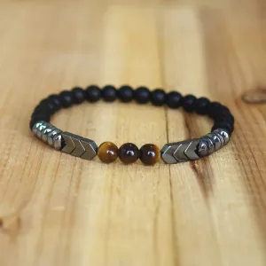 Matte Black Onyx Tiger Eye Beads Bracelet