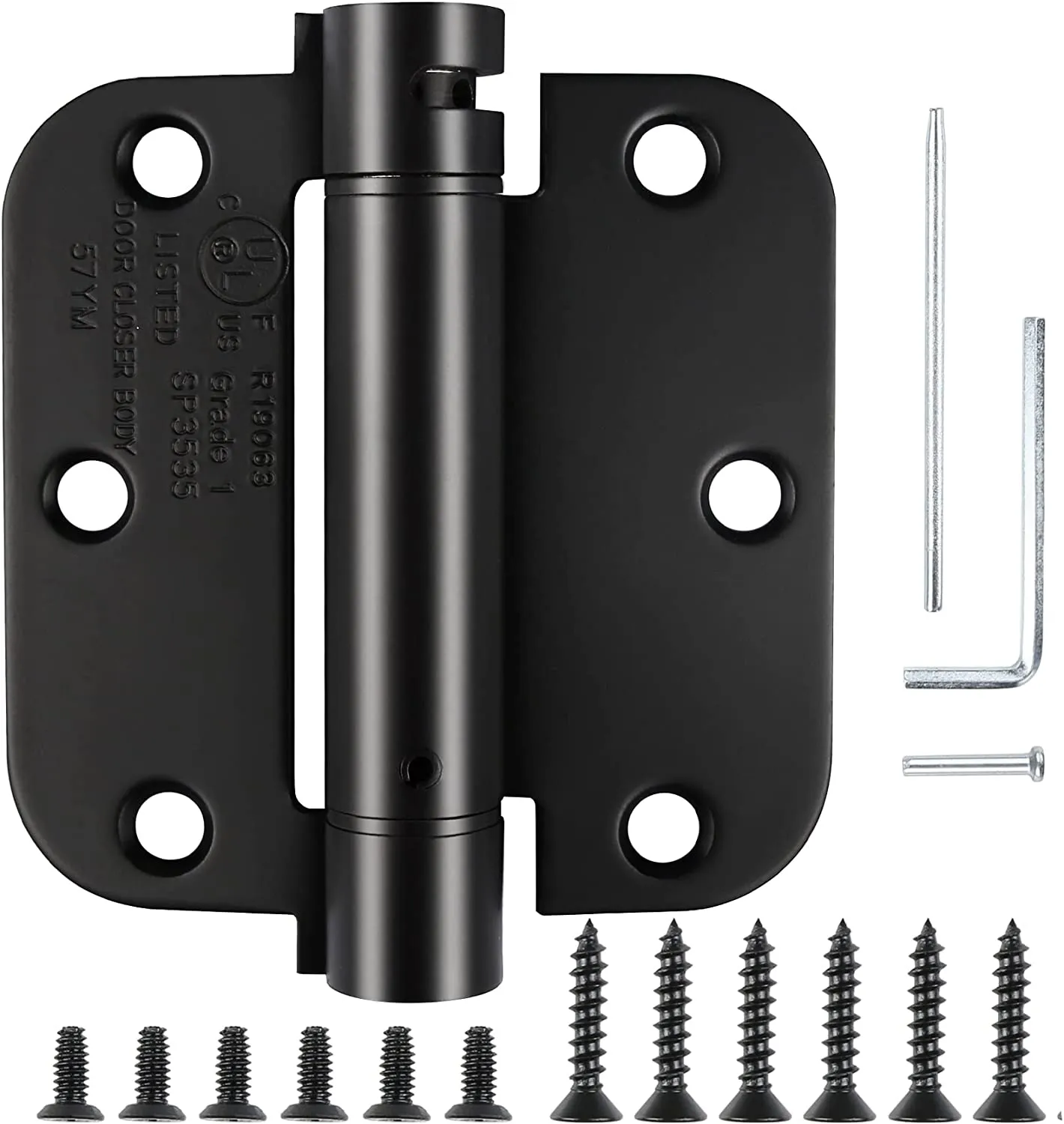 Matte Black Self-Closing 3-1/2" x 3-1/2" Spring Door Hinge (2 PACK)