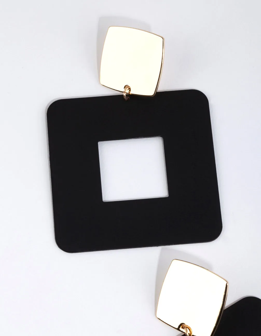 Matte Black Square Drop Earrings