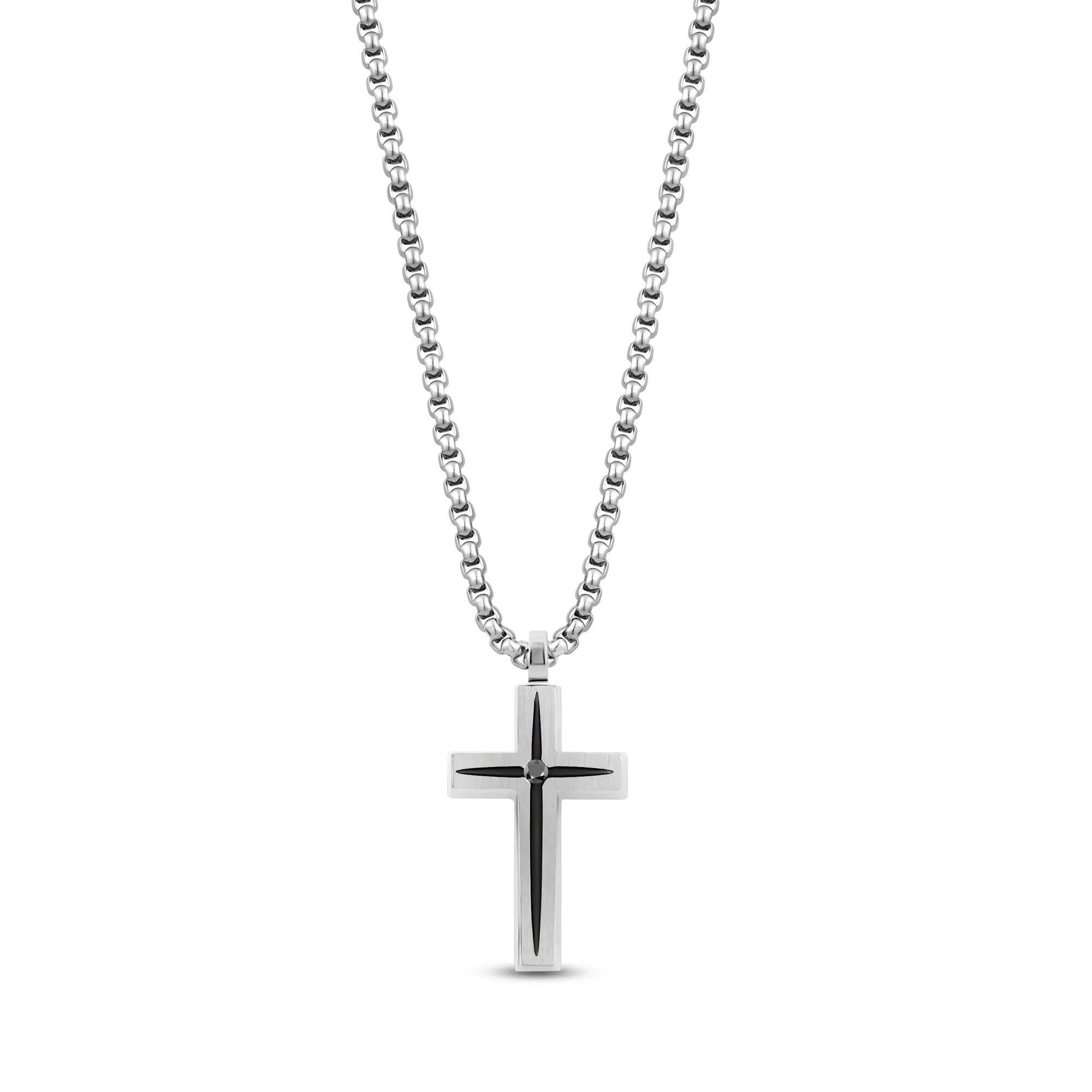 Matte Black Stone Cross Pendant