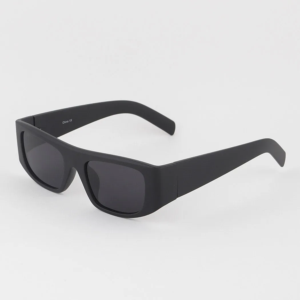 Matte Black Wrap-Around Sunglasses