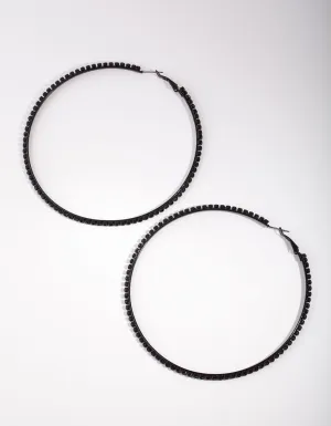 Matte Large Diamante Hoop Earrings