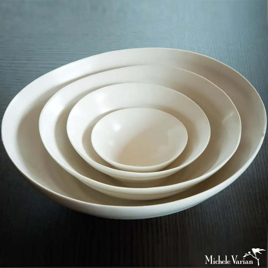 Matte Porcelain Fruit Bowls White Set of 4