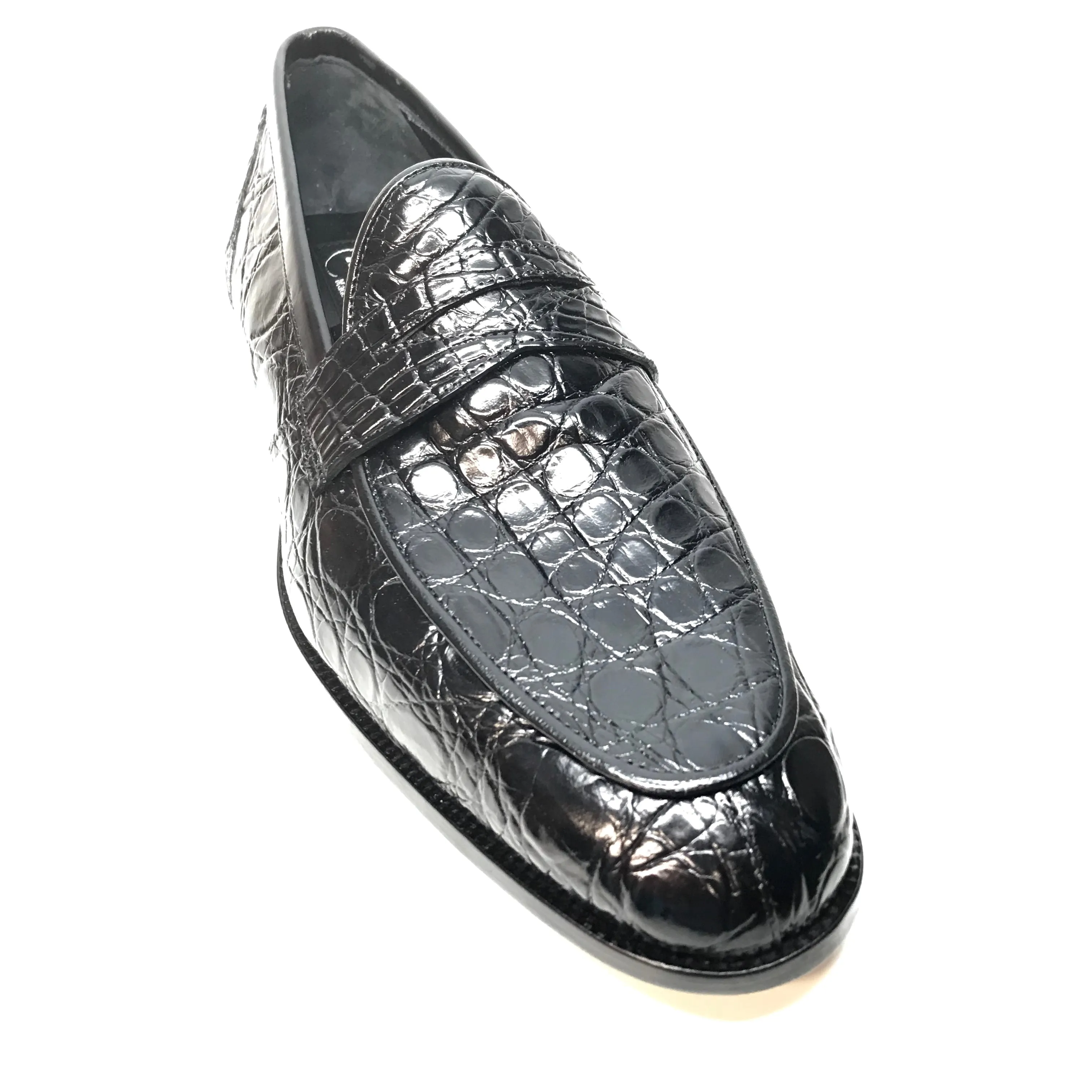 Mauri 4862 Black Alligator Belly Penny Loafers