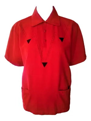 Maurice Holman 1950s Red Corduroy Unisex Short-Sleeve Shirt