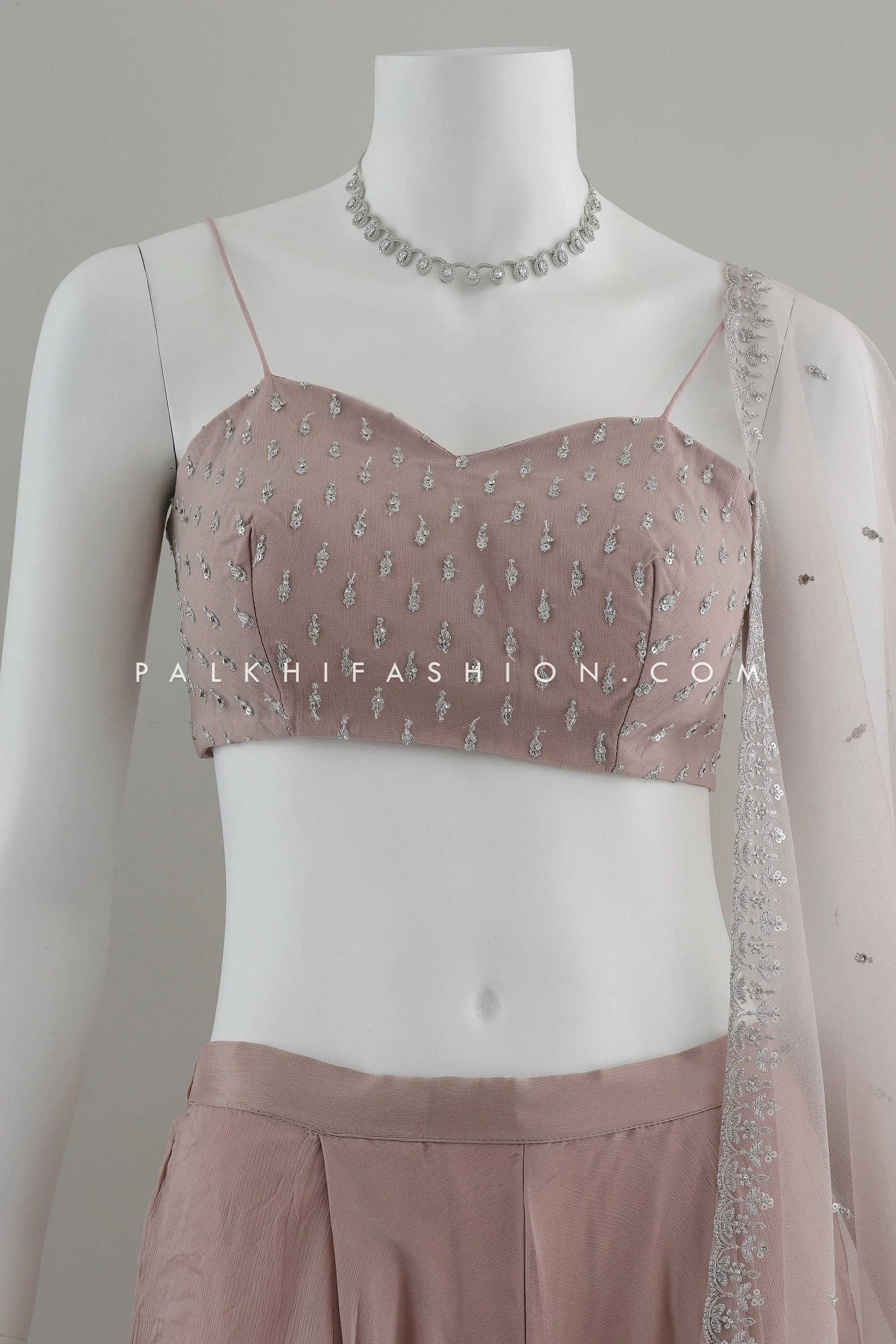 Mauve 2-in-1 Palazzo Set with Crop Top and Jacket - Palkhi Fashion