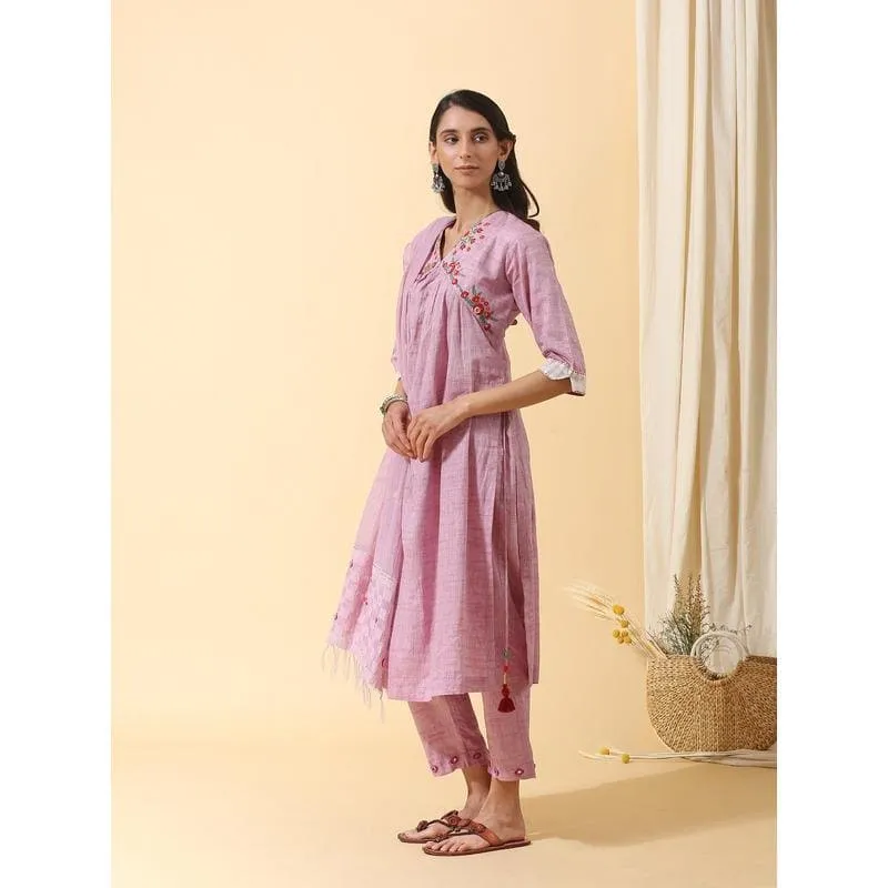 Mauve Colourful Mirror Kurta Set