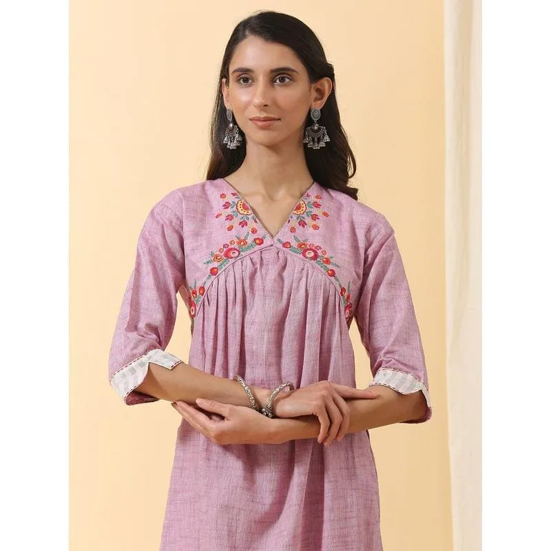 Mauve Colourful Mirror Kurta Set