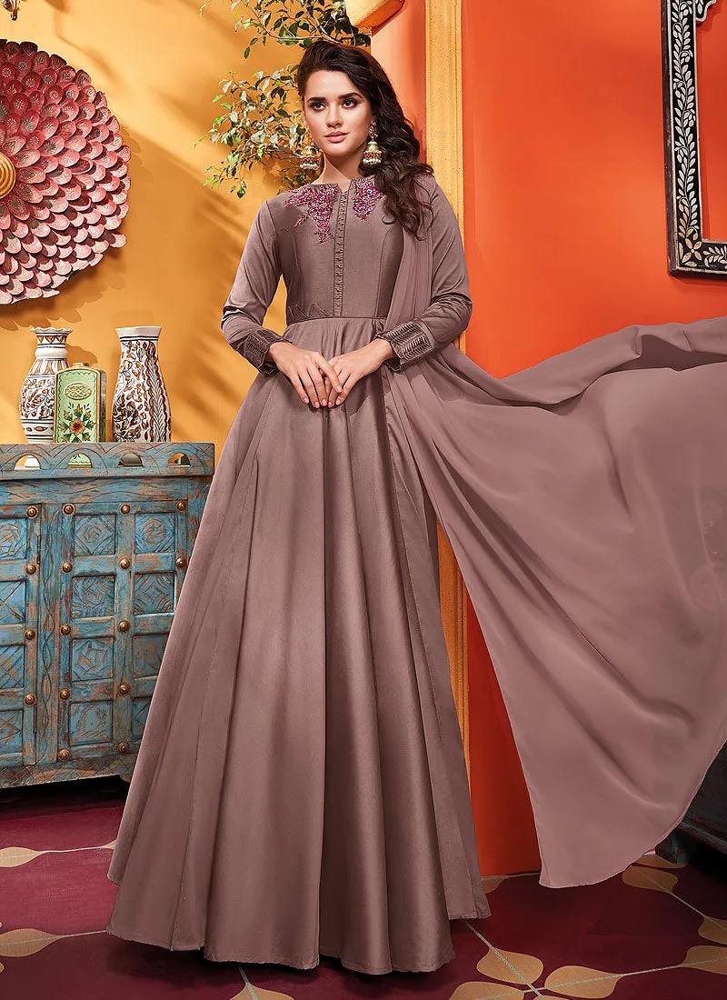 Mauve Designer Silk Gown